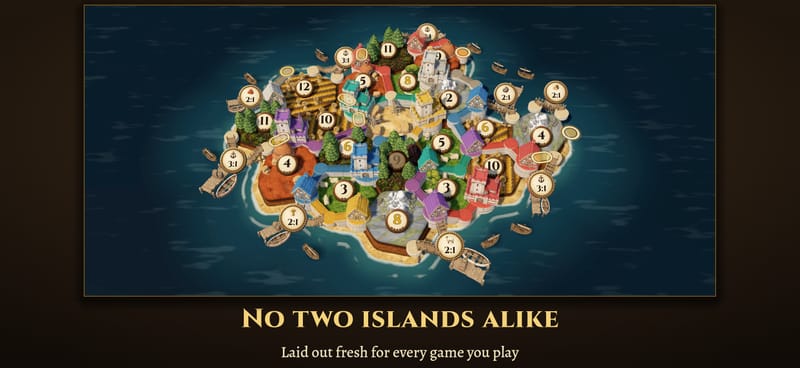 A second island of a different shape, showing that every game's board is generated anew.
